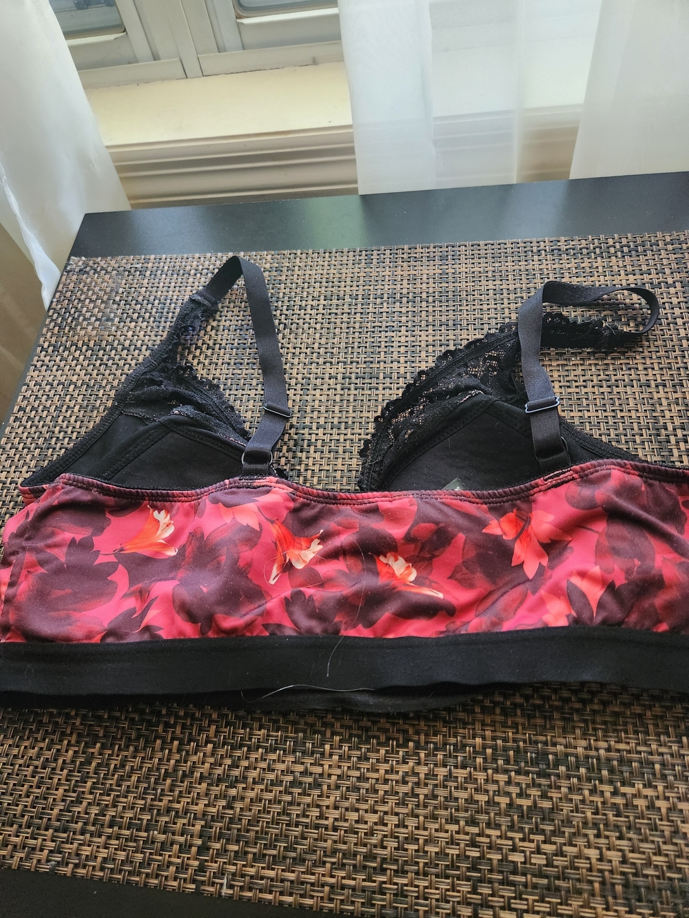 torrid Black Lace Bralette with Red Floral Band